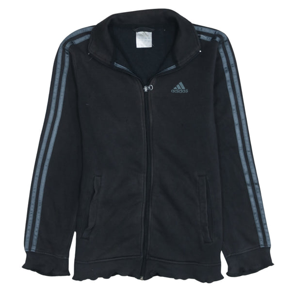 Adidas Vintage 90's Black Striped Sleeve Full Zip Sweatshirt Small