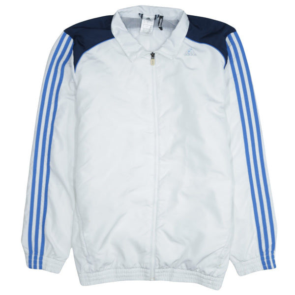 Adidas Men's 90's Vintage Striped Sleeve White Windbreaker Large