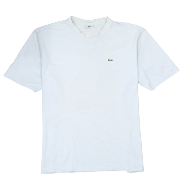 Lacoste 90's Short Sleeves V Neck T Shirt Medium  Beige Cream
