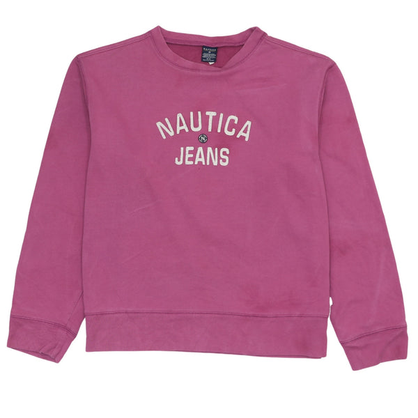 Vintage Nautica 90's Spellout Crew Neck Sweatshirt, Medium Pink Cotton Top