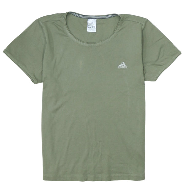 Adidas 90's Green T-Shirt Women's Large Cotton Short Sleeve Retro