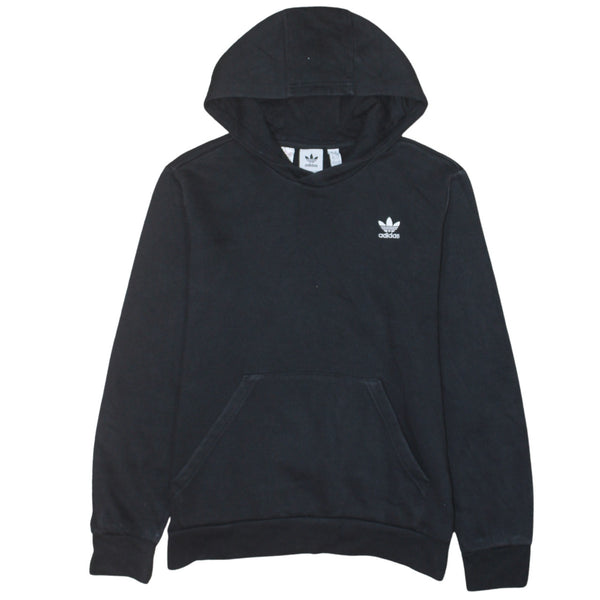 Adidas 90's Drawstring Pockets Pullover Hoodie Large Black