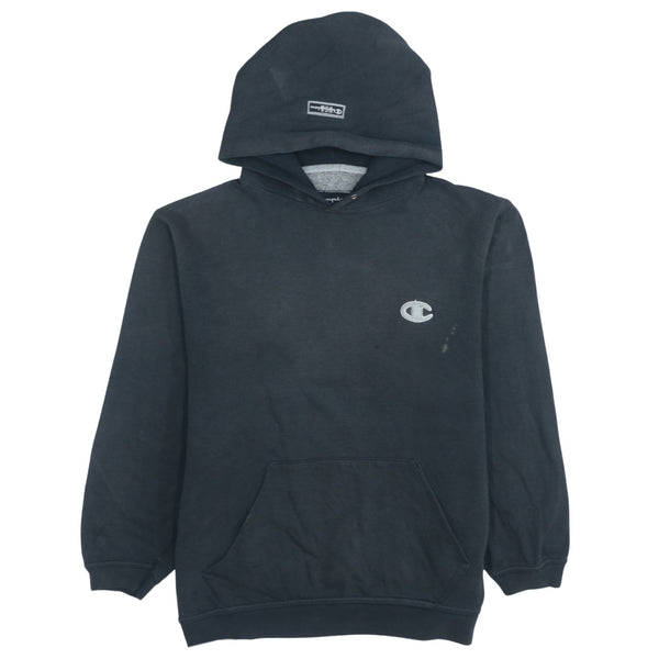 Vintage Champion 90's Black Pullover Hoodie Small with Drawstring Pockets