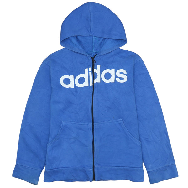 Adidas 90's Spellout Full Zip Up Hoodie Large  Blue