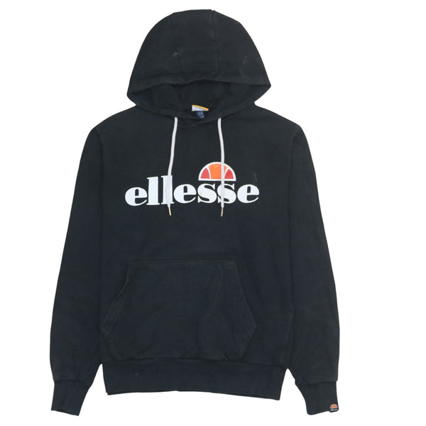 Ellesse 90's Black Spellout Pullover Women's Hoodie Large - Vintage