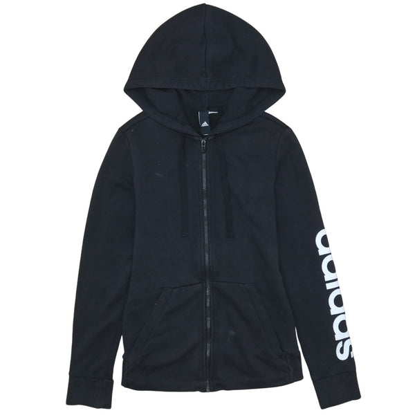 Adidas 90's Black Full Zip Hoodie XSmall with Drawstring Pockets