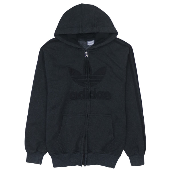 Adidas 90's Black Spellout Full Zip Hoodie Men's Small Cotton Vintage