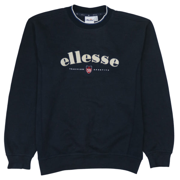 Ellesse 90's Spellout Crew Neck Sweatshirt Medium Black