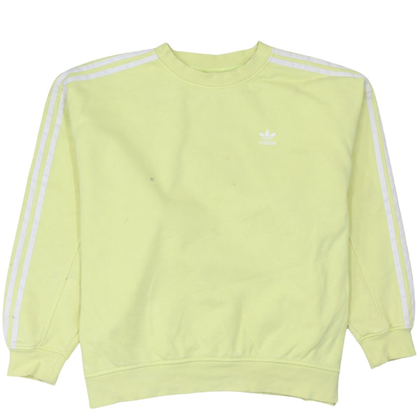 Adidas 90's Striped Sleeve Crew Neck Sweatshirt Small Yellow