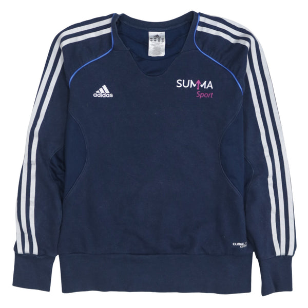 Adidas 90's Striped Sleeve Crew Neck Sweatshirt Medium Navy Blue