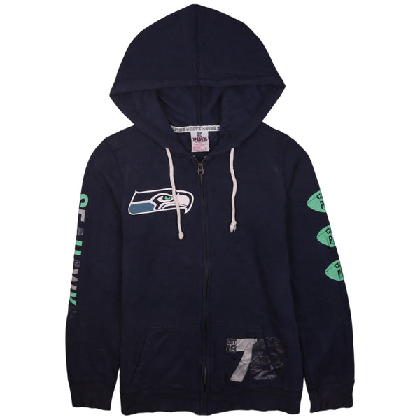 NFL 90's Drawstring Pockets Full Zip Up Hoodie Small Navy Blue
