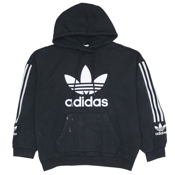 Adidas 90's Vintage Black Spellout Pullover Hoodie Medium Retro