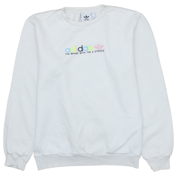 Adidas 90s Spellout Crew Neck Sweatshirt White Small Vintage Cotton
