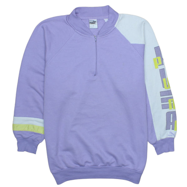 Vintage 90s Puma Purple Lightweight Quarter Zip Sweatshirt Small Men's