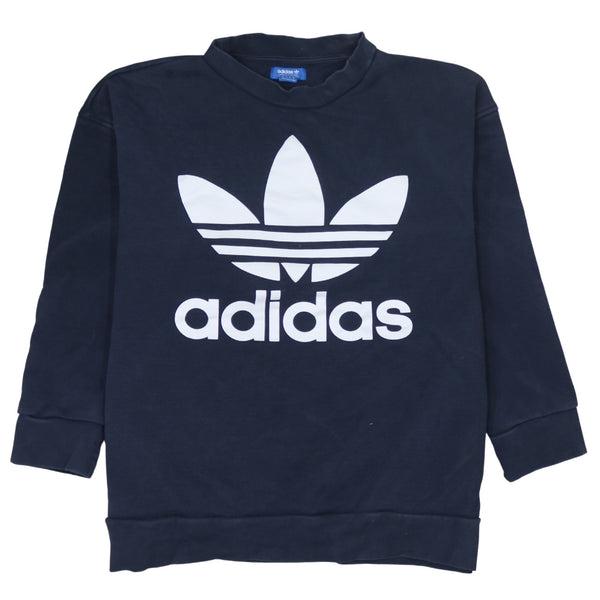 Adidas 90's Vintage XLarge Navy Blue Spellout Crew Neck Sweatshirt