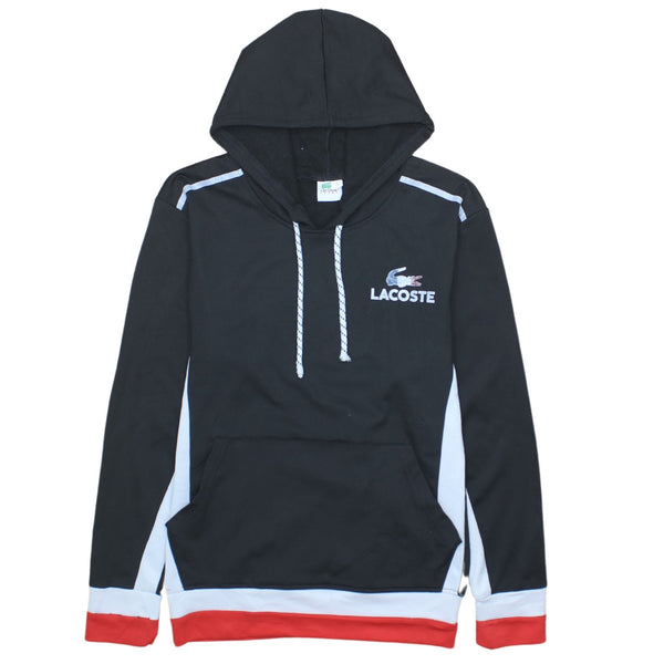 Lacoste Vintage 90's Black Hoodie Small Drawstring Pockets Pullover