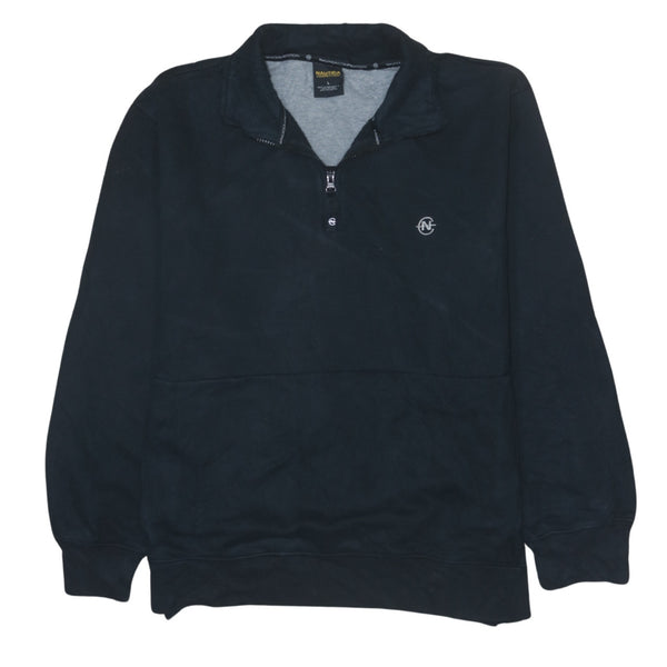 Vintage Nautica 90s Black Lightweight Quarter Zip Sweatshirt - Men's Large