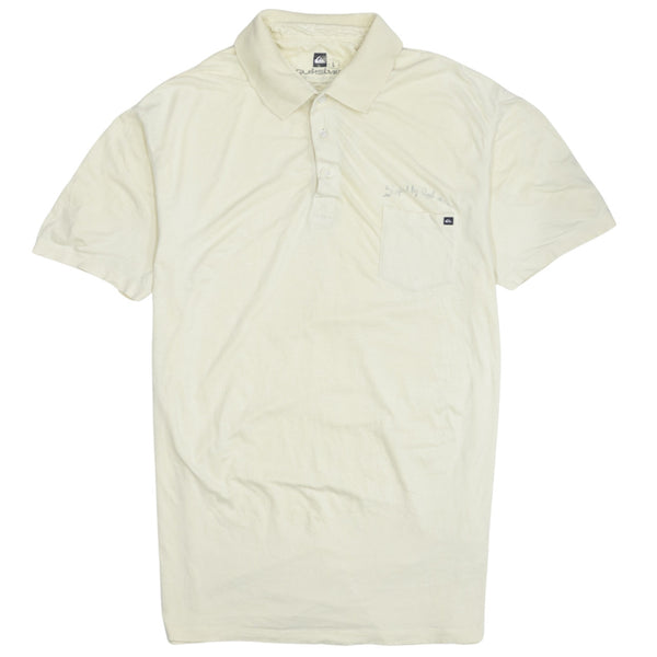 Quicksilver 90's Short Sleeves Quarter Button Polo Shirt Large Yellow