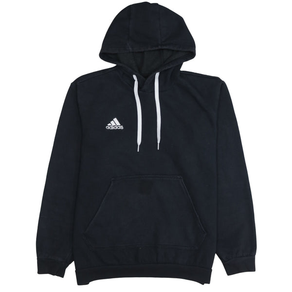 Adidas 90's Drawstring Pockets Pullover Hoodie Large  Black
