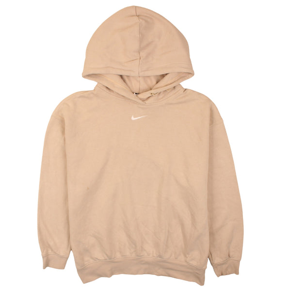 Nike 90's Beige Cream Center Swoosh Pullover Hoodie Small