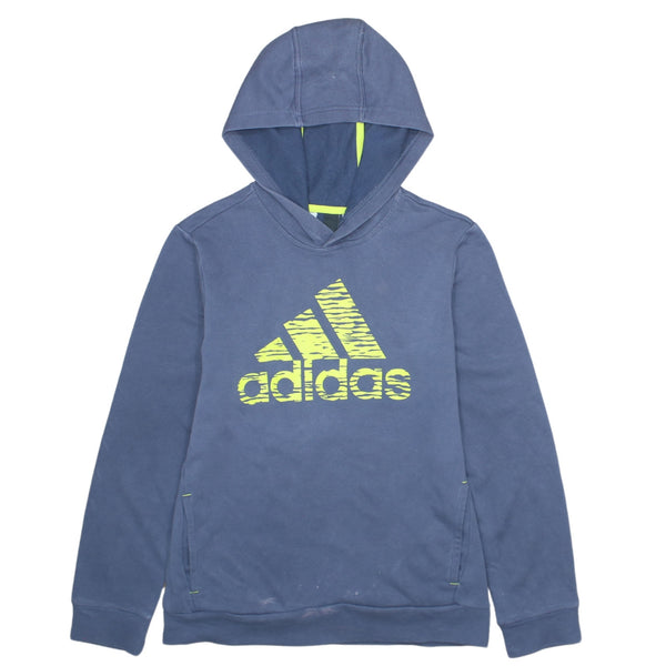 Adidas 90's Navy Blue Spellout Pullover Hoodie Small