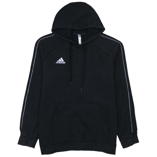 Adidas 90's Vintage Pullover Hoodie Large Black with Drawstring Pockets