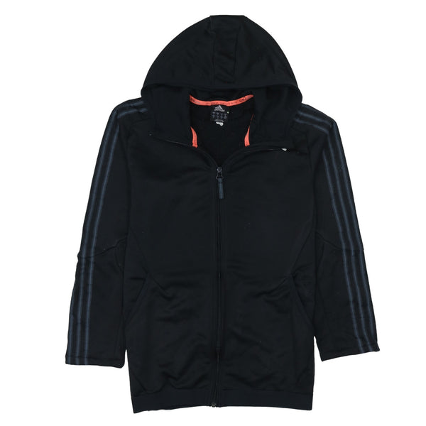 Adidas 90's Striped Sleeve Full Zip Up Hoodie Medium Black