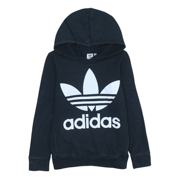 Adidas 90's Vintage Black Spellout Pullover Hoodie Women Small