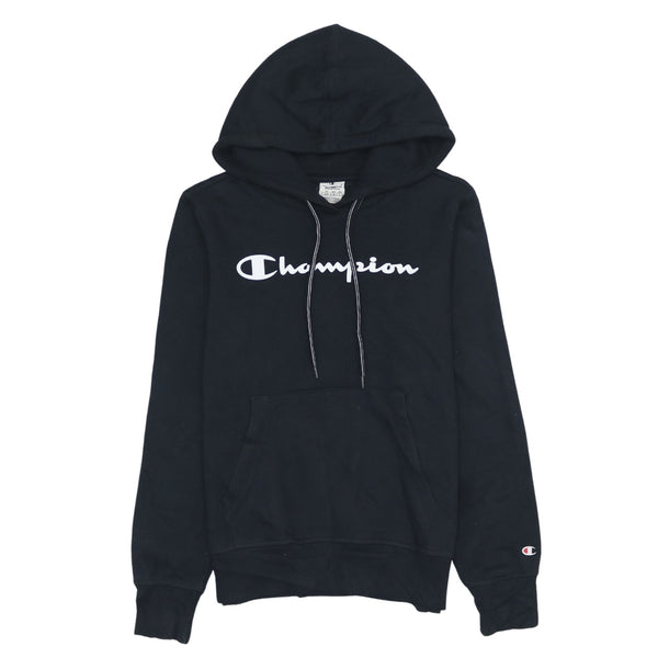 Champion 90's Vintage Spellout Pullover Hoodie Medium Black