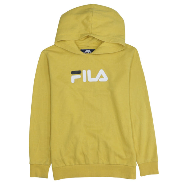 Fila 90's Yellow Spellout Pullover Hoodie Women's XLarge