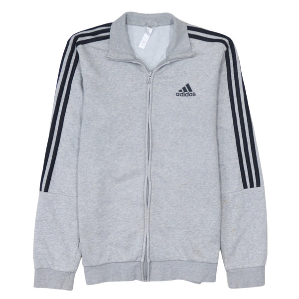 Adidas 90's Striped Sleeve Full Zip Up Sweatshirt Small  Grey