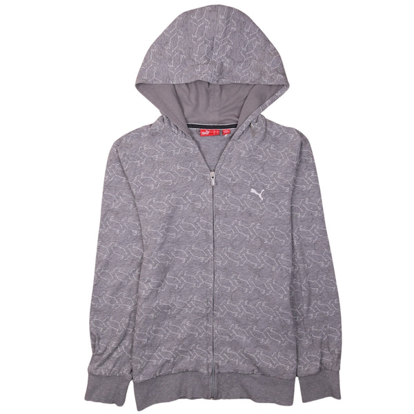Puma 90's Women's Grey Track Jacket Hoodie Large Vintage Full Zip