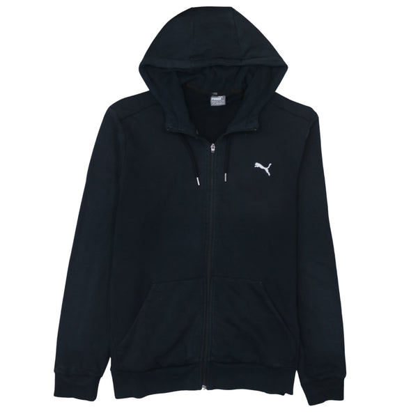 Puma 90's Drawstring Pockets Full Zip Up Hoodie Large Black