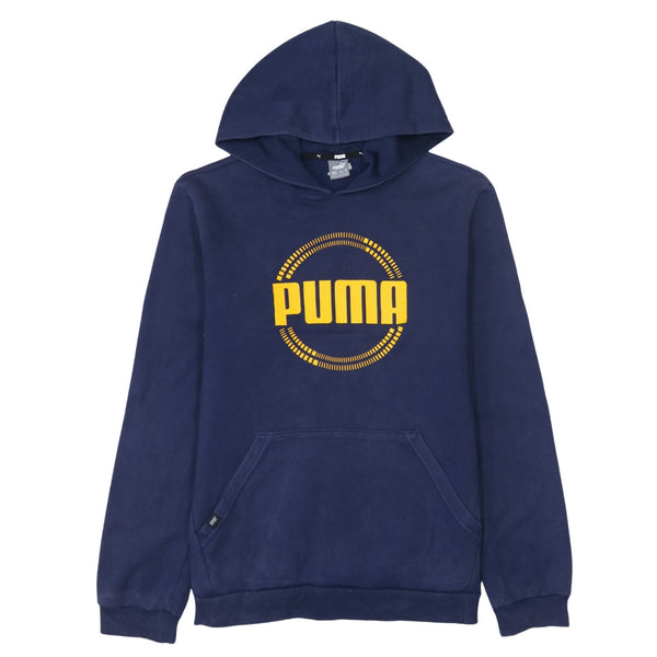 Puma 90's Spellout Pullover Hoodie XLarge Navy Blue