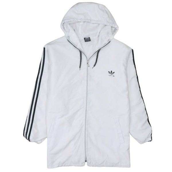Adidas 90's Striped Sleeve Full Zip Up Windbreaker Small  White