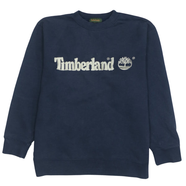 Timberland Vintage 90's Spellout Crew Neck Sweatshirt Medium Navy Blue