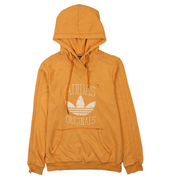 Adidas 90's Vintage Spellout Hoodie Yellow Women's Large Pullover