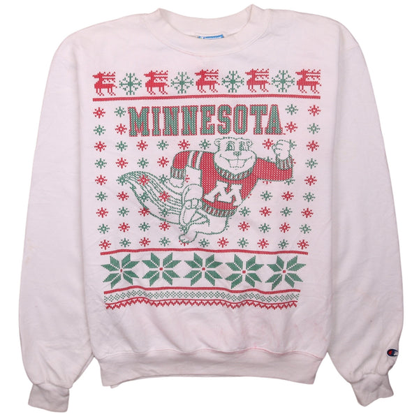 Champion 90s Minnesota Christmas Crew Neck Sweatshirt Small White Vintage