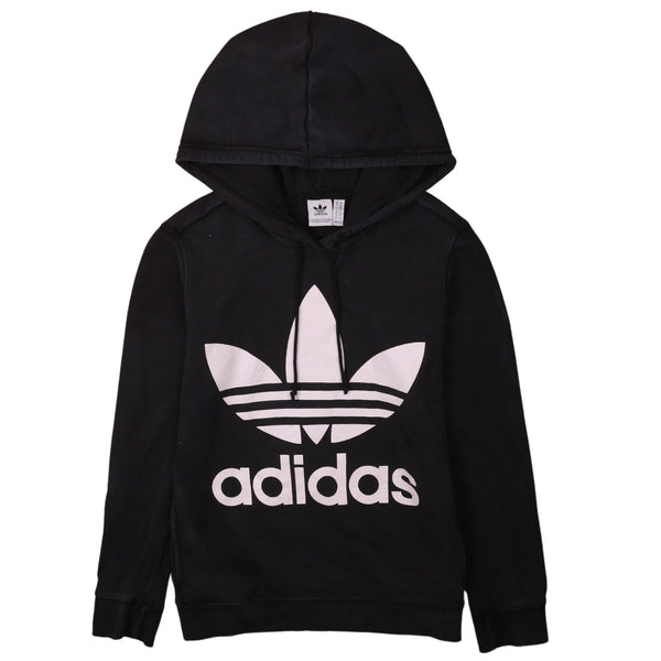 Adidas Vintage 90s Spellout Hoodie Black Medium Women's Pullover