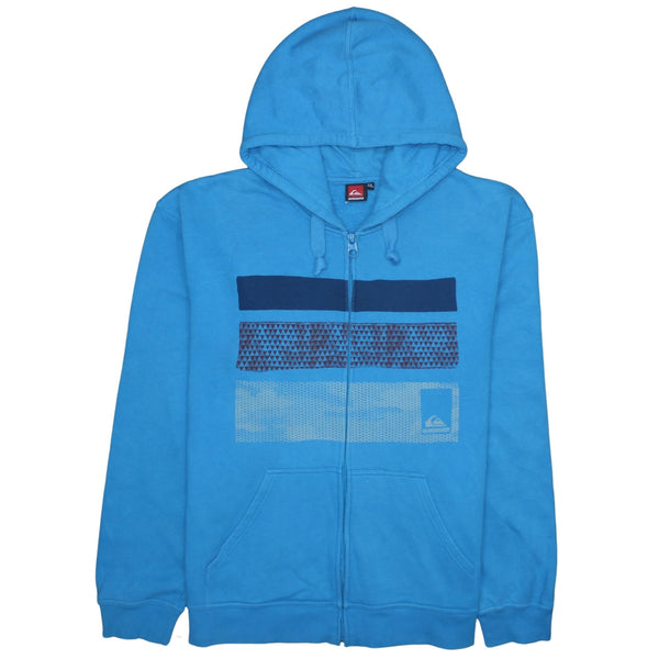 QuikSilver 90's Drawstring Pockets Full Zip Up Hoodie XXLarge (2XL) Blue