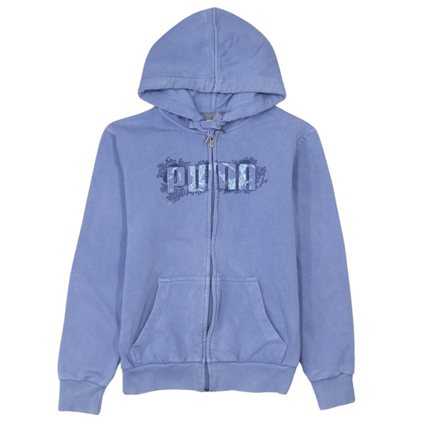 Puma 90's Spellout Full Zip Up Hoodie Small Blue