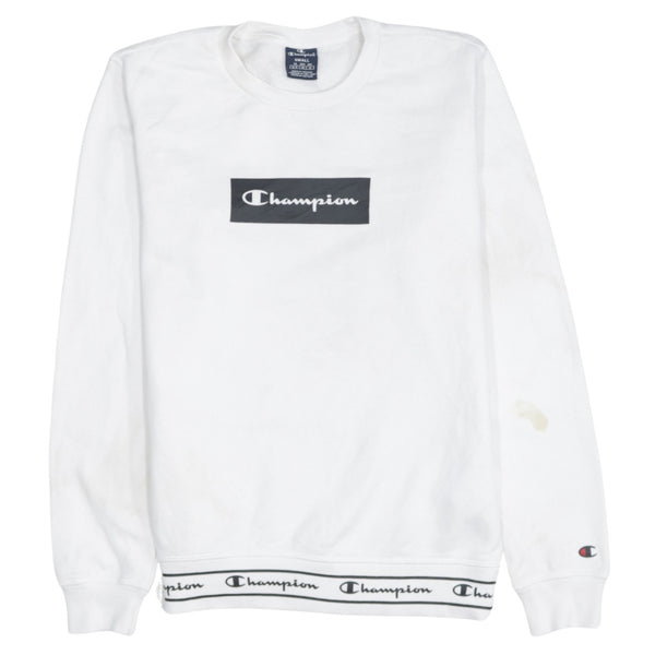 Champion 90's Spellout Crew Neck Sweatshirt Small White