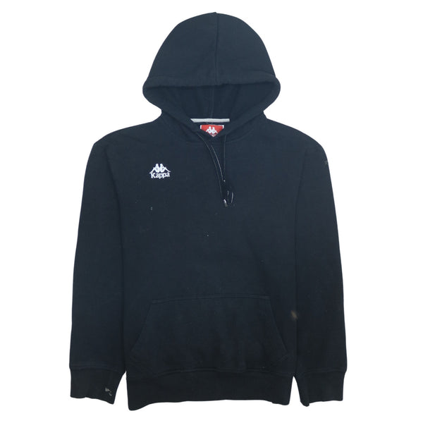 Kappa 90's Drawstring Pockets Pullover Hoodie Small Black