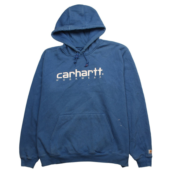 Carhartt 90's Spellout Pullover Hoodie XLarge Blue