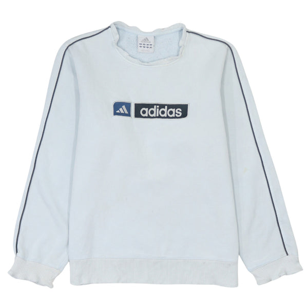 Adidas 90's Spellout Crew Neck Sweatshirt Blue Small