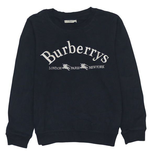 Burberry Vintage 90's Spellout Crew Neck Sweatshirt Small Black