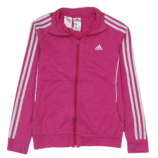 Adidas 90's Vintage Striped Sleeve Full Zip Sweatshirt Pink Large