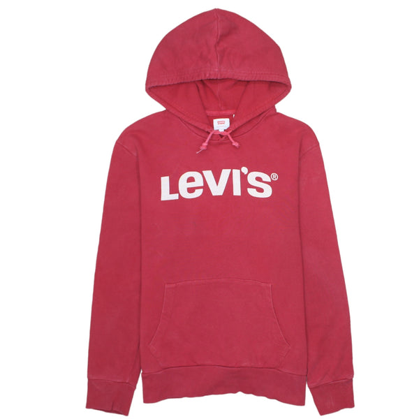 Levi's 90's Red Spellout Pullover Hoodie Men's Medium Vintage
