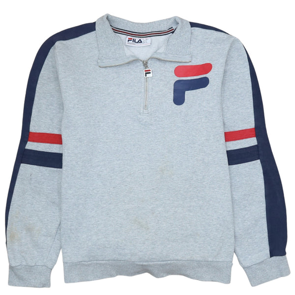 Fila 90's Heavyweight Quarter Zip Sweatshirt Small Grey