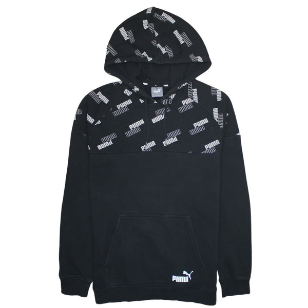 Puma 90's Drawstring Pockets Pullover Hoodie Small Black